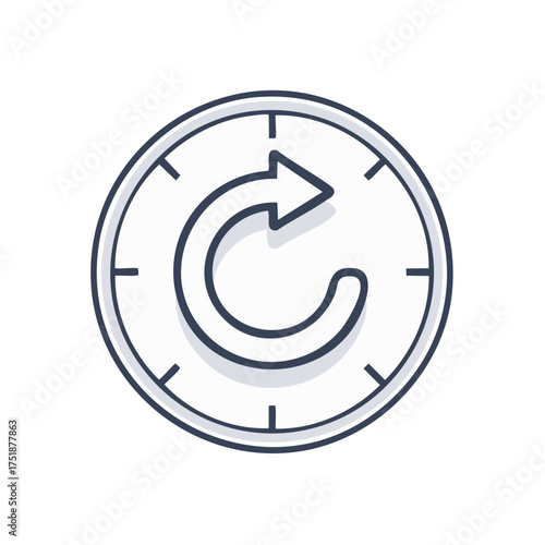 Circular Refresh Arrow Icon Symbol Inside a Clock Outline