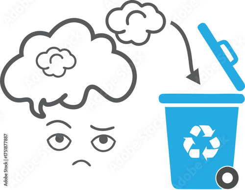 flat vector illustration mental detox and clutter recycling 