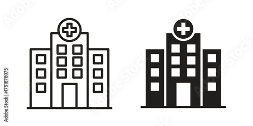 Hospital icon. Monochrome simple icons for templates, web design
