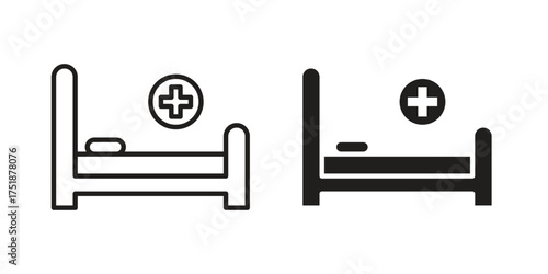 Hospital bed icon. Monochrome simple icons for templates, web design