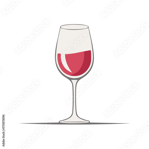 Elegant Wine Glass with Red Liquid Illustration isolated on White Background