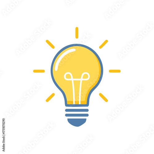 Shining light bulb icon representing a new idea and creative solution