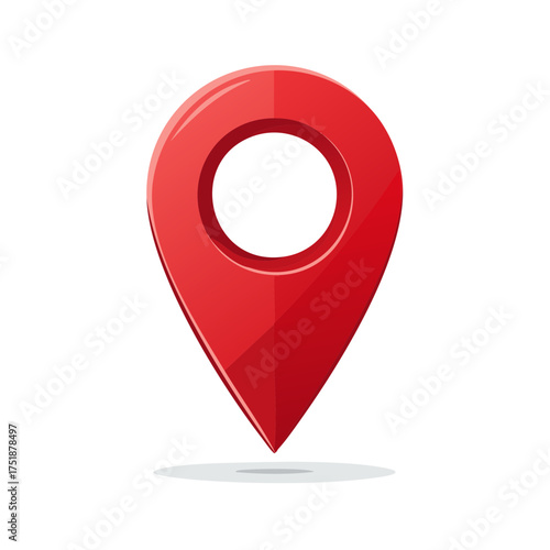 Bright Red Location Pin Symbol with a Subtle Shadow