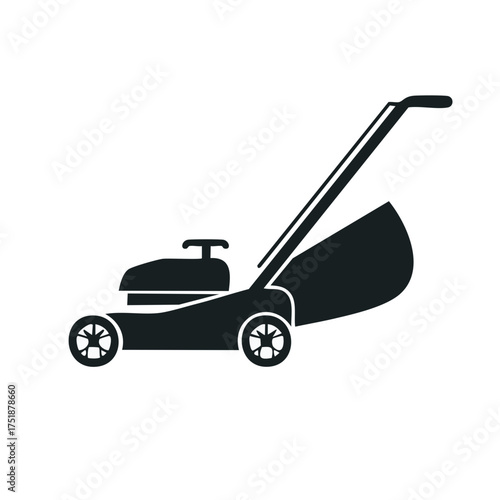 Silhouette of a Lawnmower on a White Background