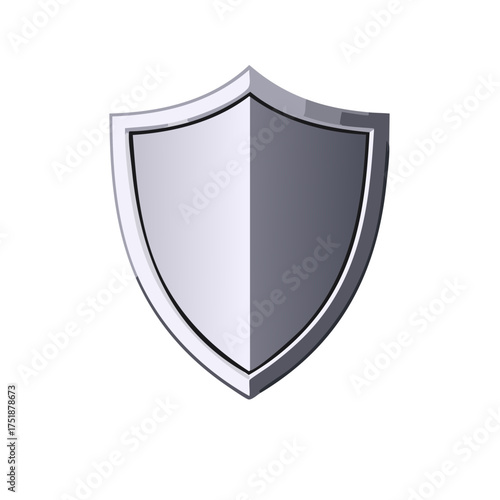 Silver Metallic Shield Icon Symbol Protection Defense Guard Security Concept