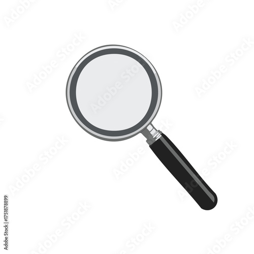 Magnifying glass illustration icon in gray color with a black handle