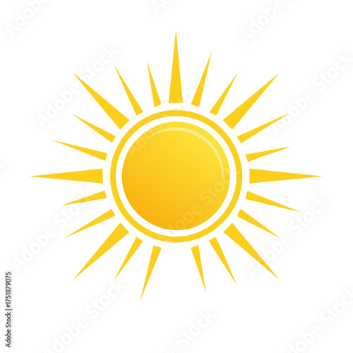 Graphic rendering of a golden sun radiating brightness on a summer day
