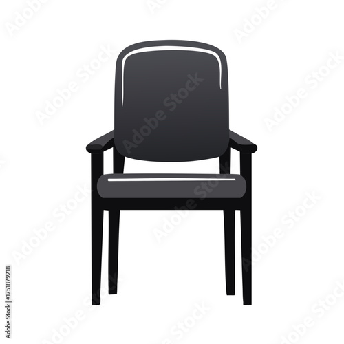 Isolated Dark Chair Illustration Office Waiting Room Furniture Piece