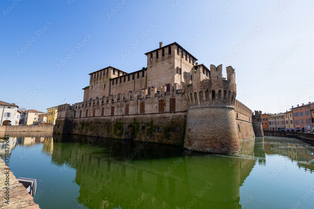 Fototapeta premium FONTANELLATO, ITALY, MARCH 20, 2025 - The Fortress of San Vitale in Fontanellato, Province of Parma, Emilia-Romagna, Italy