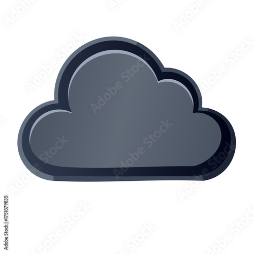 Modern dark gray cloud icon symbolizing weather, computing, digital data, or online storage