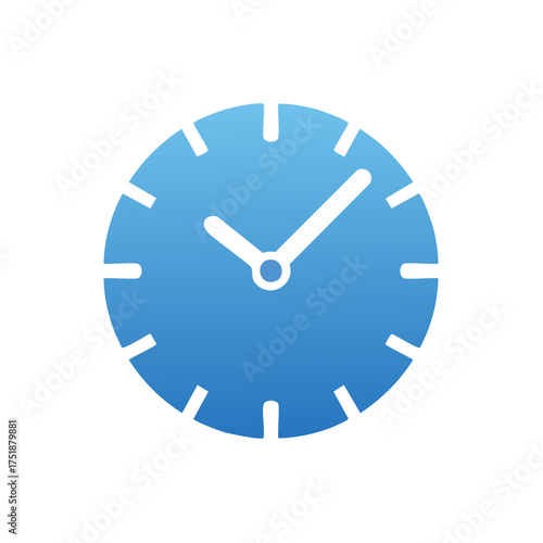 Blue Gradient Modern Clock Icon Illustrating Time and Schedule Management