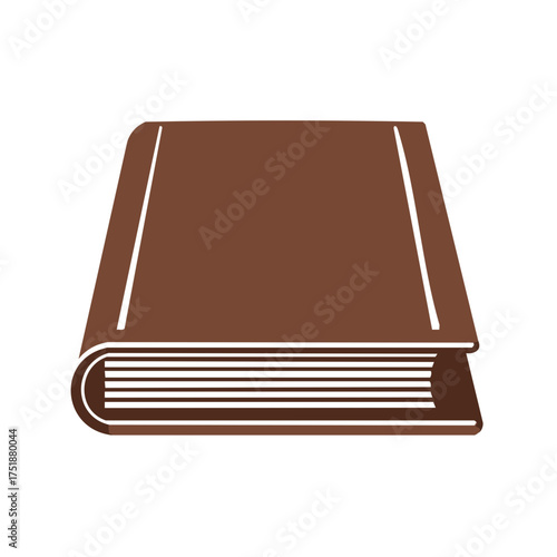 Classic brown hardcover book with white page edges and spine detail isolated on white background