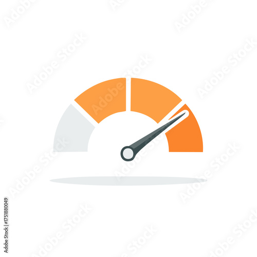 Performance meter showing fast speed or high level progress indicator icon