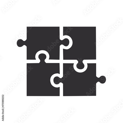 Interlocking Jigsaw Puzzle Pieces Forming a Square for Solution, Completion, and Problem Solving
