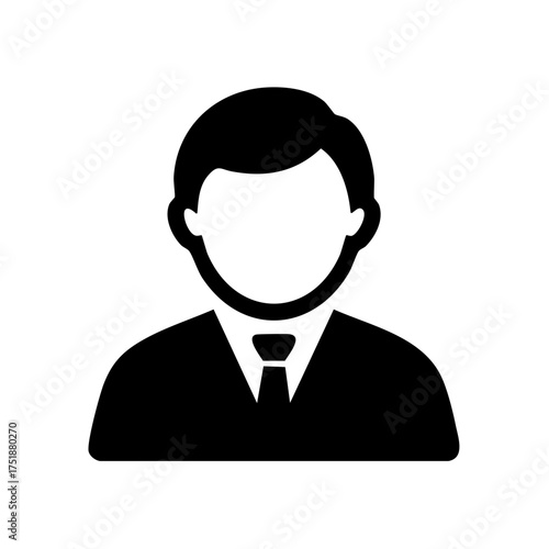 Silhouette of a man wearing a suit and tie, representing a professional or businessman icon.