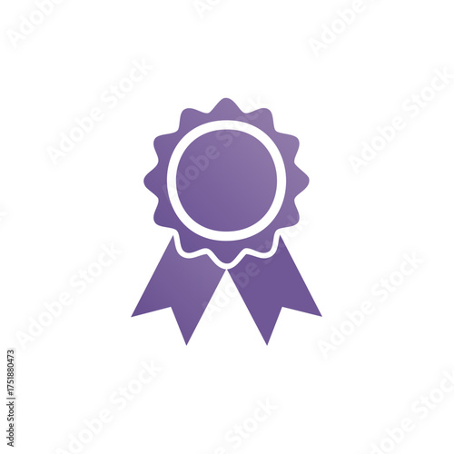 Purple rosette ribbon graphic, award seal vector element, design achievement award symbol, graphic
