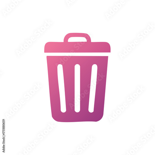 Vibrant Gradient Pink Trash Can Icon for Digital Deletion and Waste Management Interface Design