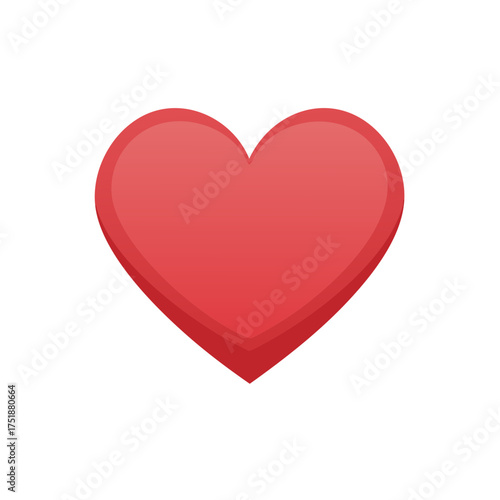 Simple red heart icon with a soft 3D effect a symbol of love and romance