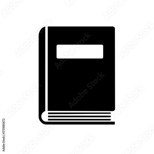 Black Silhouette of a Hardcover Book with Blank Label