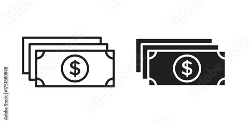 Cash icon. Monochrome simple icons for templates, web design