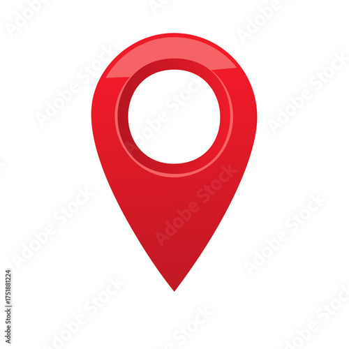 Vibrant red 3D location pin icon for GPS navigation and pinpointing destinations