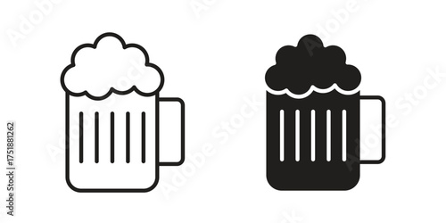 Beer mug icon. Monochrome simple icons for templates, web design