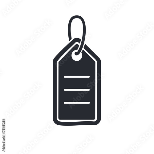 Price Tag Icon with String, Retail Shopping Label with Empty Lines for Text or Price. Merchandise Marker