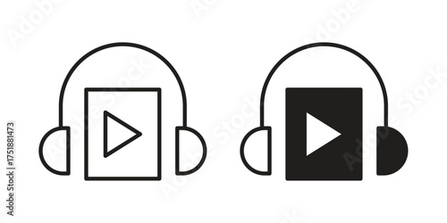 Audiobook icon. Monochrome simple icons for templates, web design