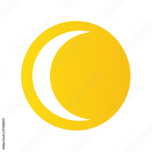Crescent Moon and Sun symbol, abstract graphic representation of celestial bodies