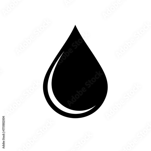 Black drop of liquid with a white highlight symbol