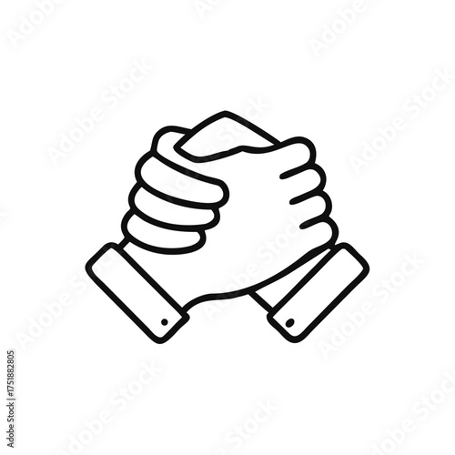 Soul brother handshake icon, thumb clasp handshake or homie handshake isolated on white background, friendship or deal business concept, vector icon for apps and websites