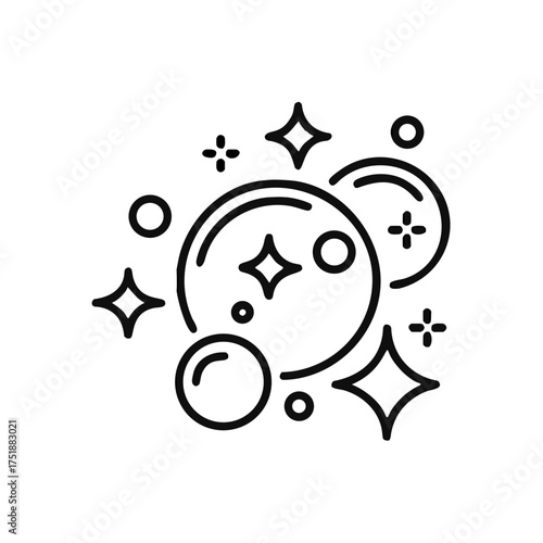 clean icon in thin line style, easy cleaning symbol on white background, vector illustration