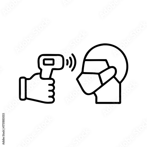 Check body temperature icon in thin line style, contactless infrared thermometer Detection virus covid-19 outbreak, vector illustration