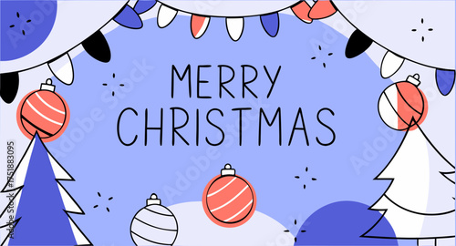 Merry Christmas Typography Vector Design for Holiday Banner Background