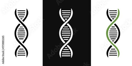 DNA icons set, deoxyribonucleic acid symbol, Structure molecule chromosome, genetic sign, medical genetics molecule business concept, vector illustration