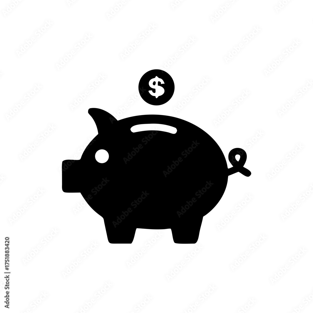 Obraz premium Piggy bank icon. Piggy bank saving money symbol. Baby pig piggy bank. vector illustration