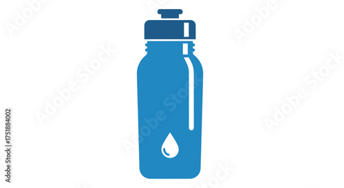 Blue Reusable Water Bottle with Droplet Icon.