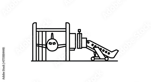 Airplane connected to a jet bridge at an airport terminal.