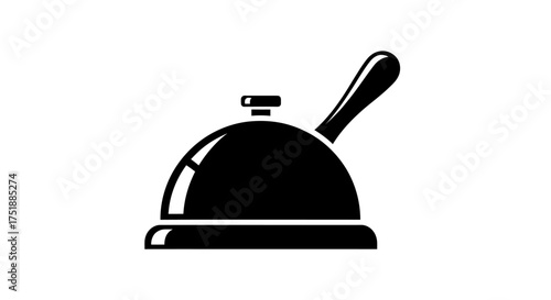Black Cloche with Handle Serving Food Symbol.