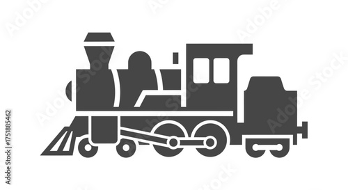 Silhouette of a classic steam locomotive with tender.