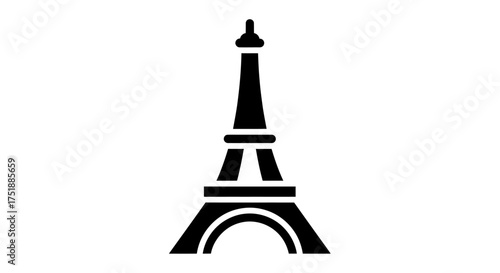 Iconic Eiffel Tower Silhouette Parisian Landmark Symbol.