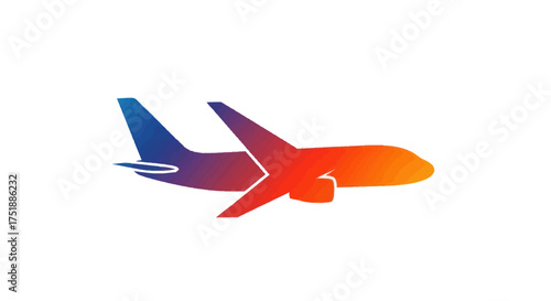 Vibrant Gradient Passenger Jet Airplane in Flight.