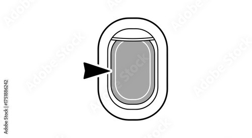 Stylized Illustration of an Airplane Window with a Push Lever.