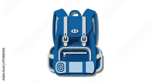 Classic Blue Backpack with Multiple Pockets and Straps.