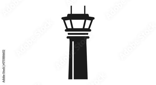 Iconic Airport Control Tower Silhouette for Aviation Operations.
