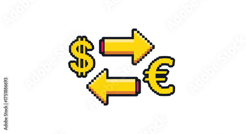 Currency Exchange Symbol with Dollar Euro and Arrows.
