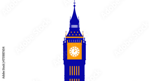 Stylized Illustration of Big Ben Clock Tower in London England.