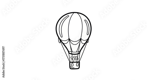Simple Hand Drawn Hot Air Balloon Line Art Illustration.