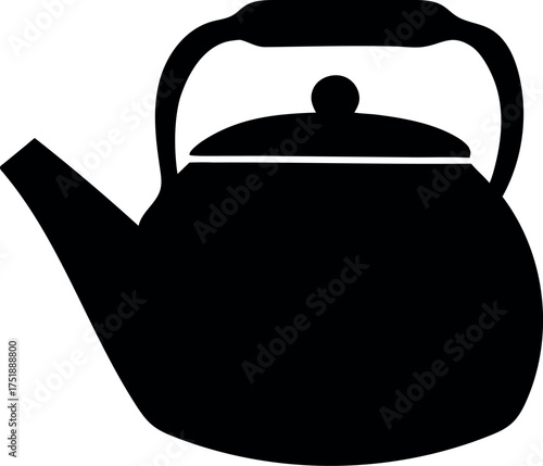 Black silhouette of a teapot with a handle and spout