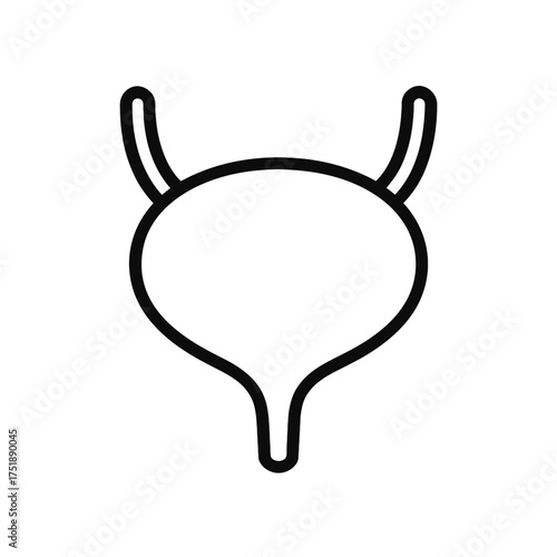 Simple outline icon of a human bladder for medical and educational purposes.